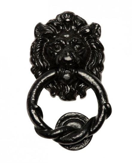 Black Twisted Handle Lion Door Knocker