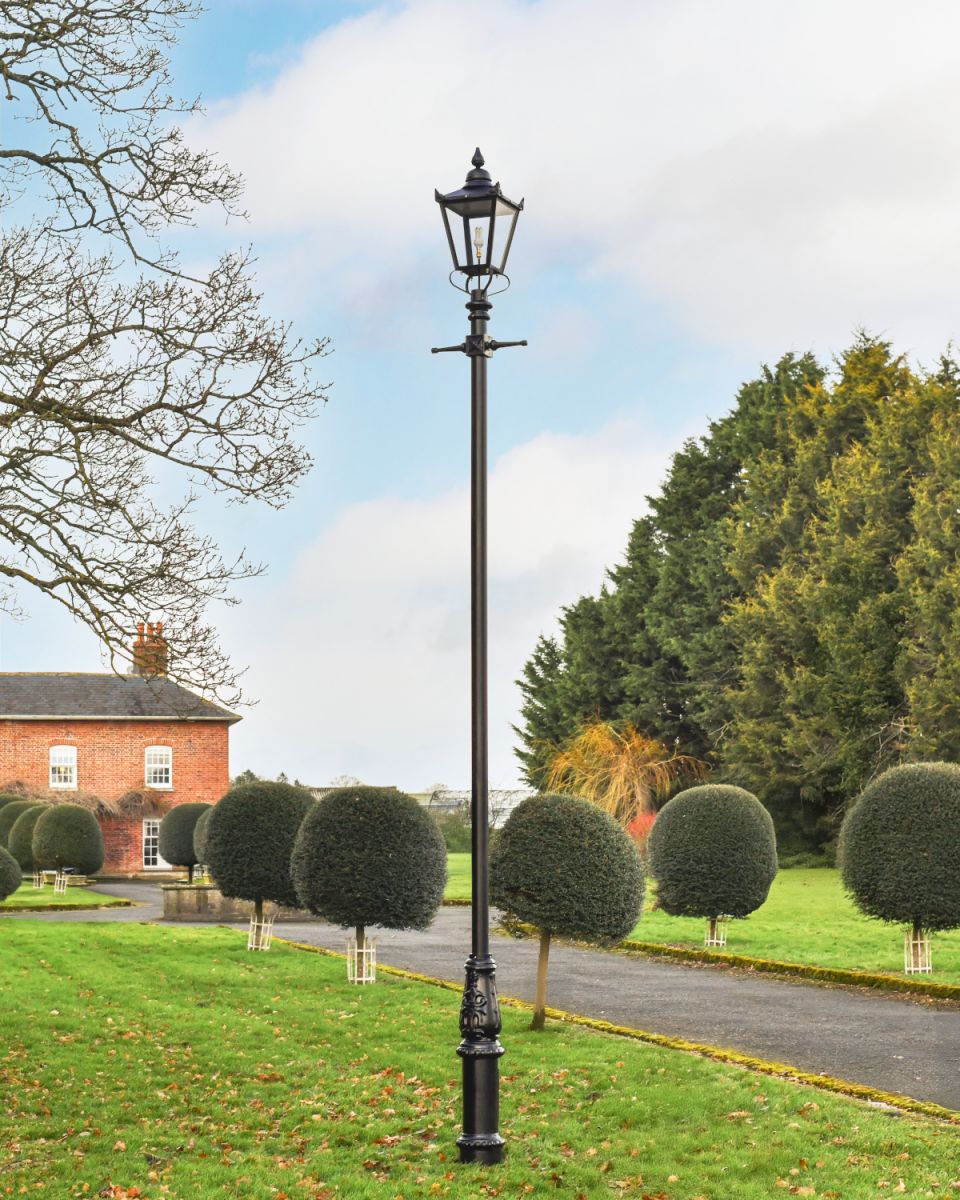 Black victorian lamp post set 5.5m tall