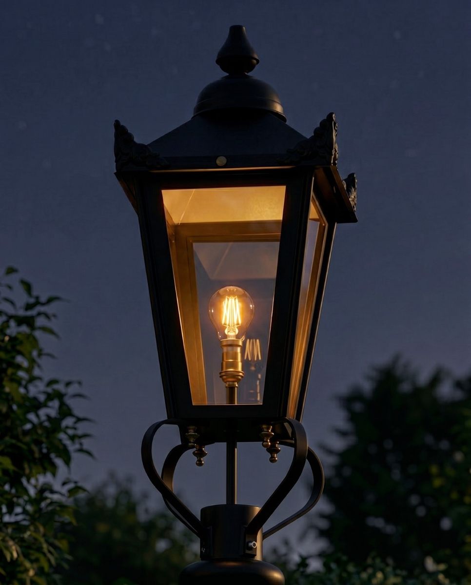 Black Victorian Lantern 70cm Digital Illustration At Night