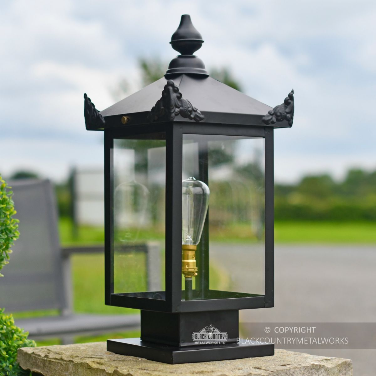 Black Victorian Modern Pillar Lantern