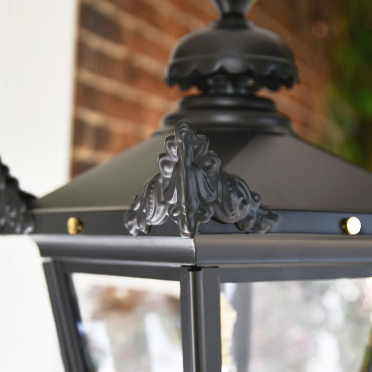 Ornate Finials on the Lid of the Traditional Chain Hanging Lantern