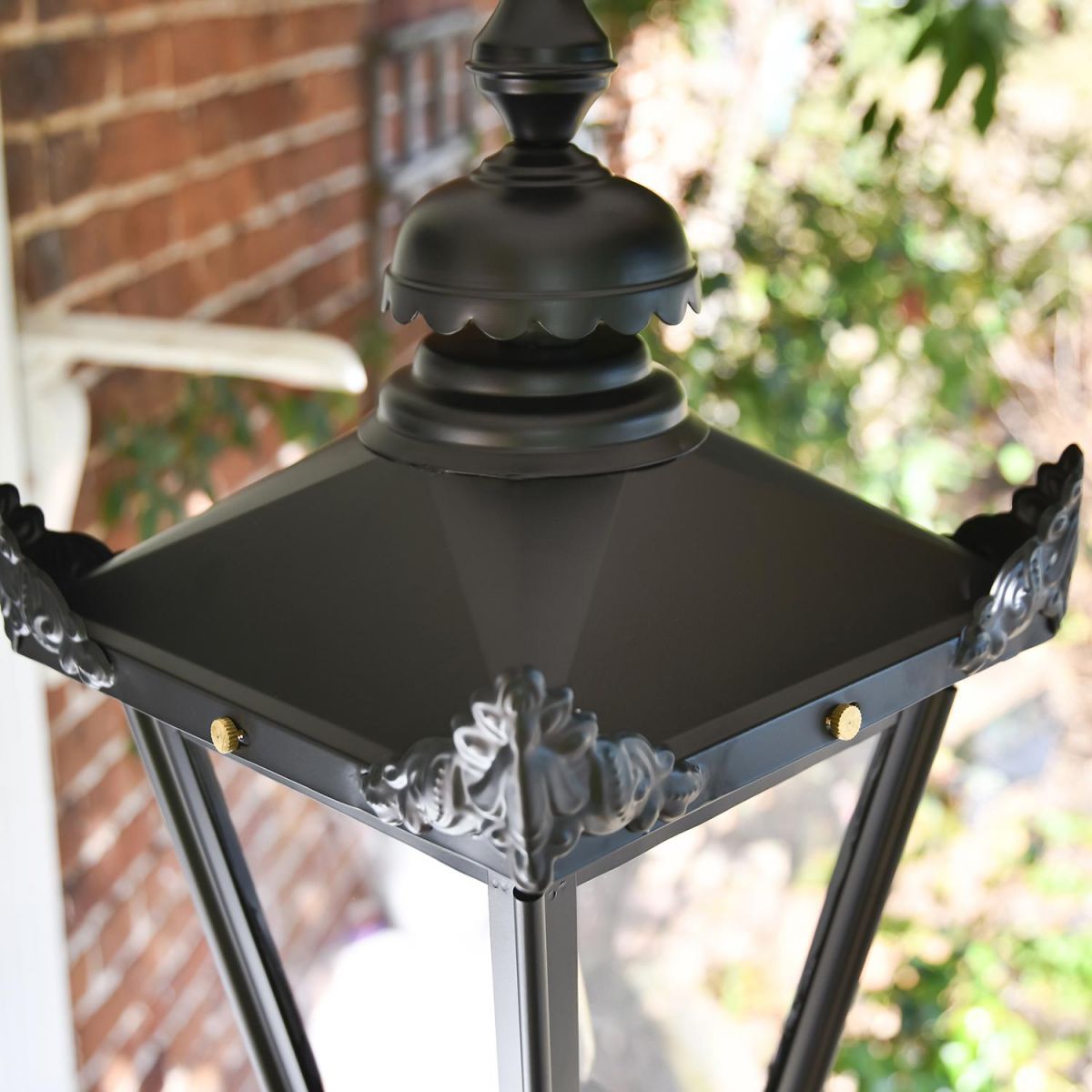 Close-up of the Lid of the Black Victorian Outdoor hanging Lantern