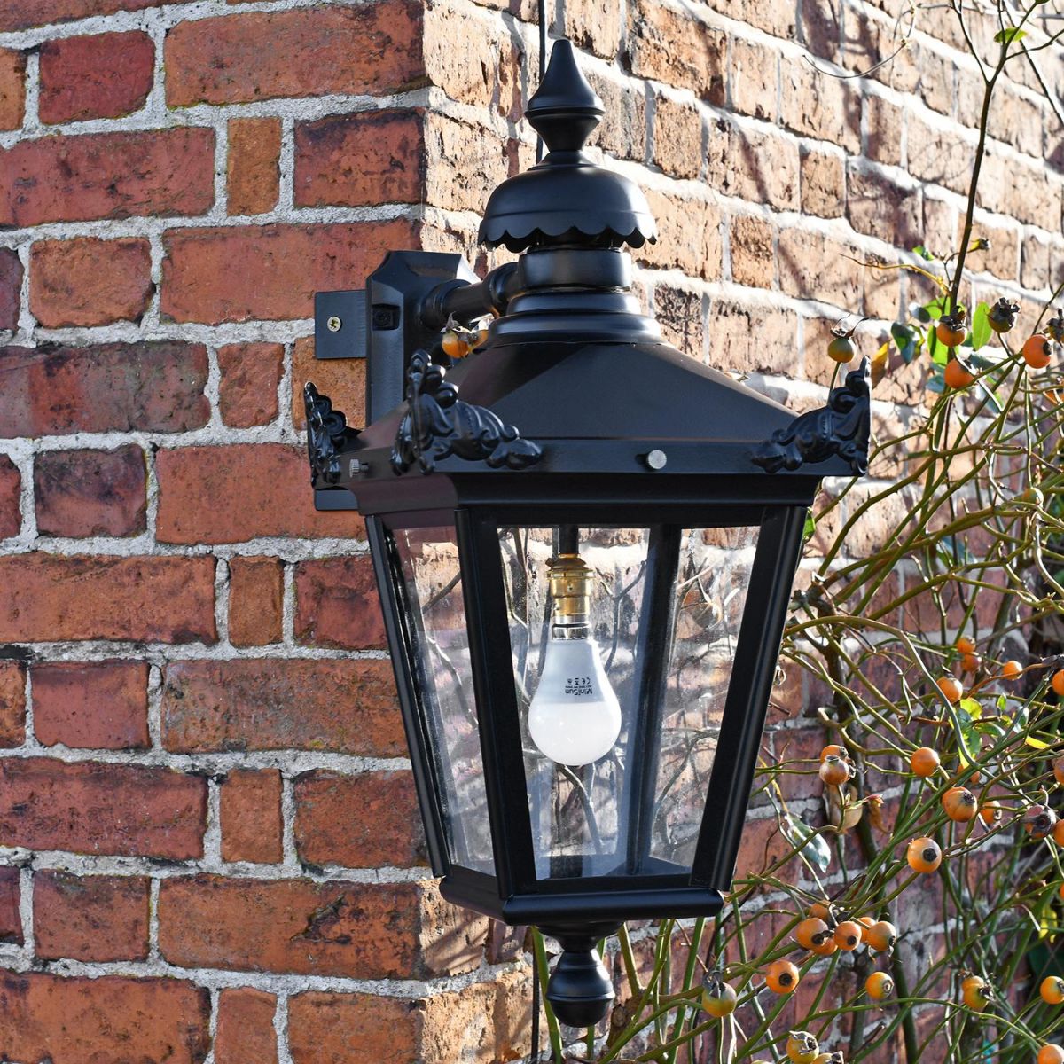 Black Victorian Wall Lantern On Corner Bracket
