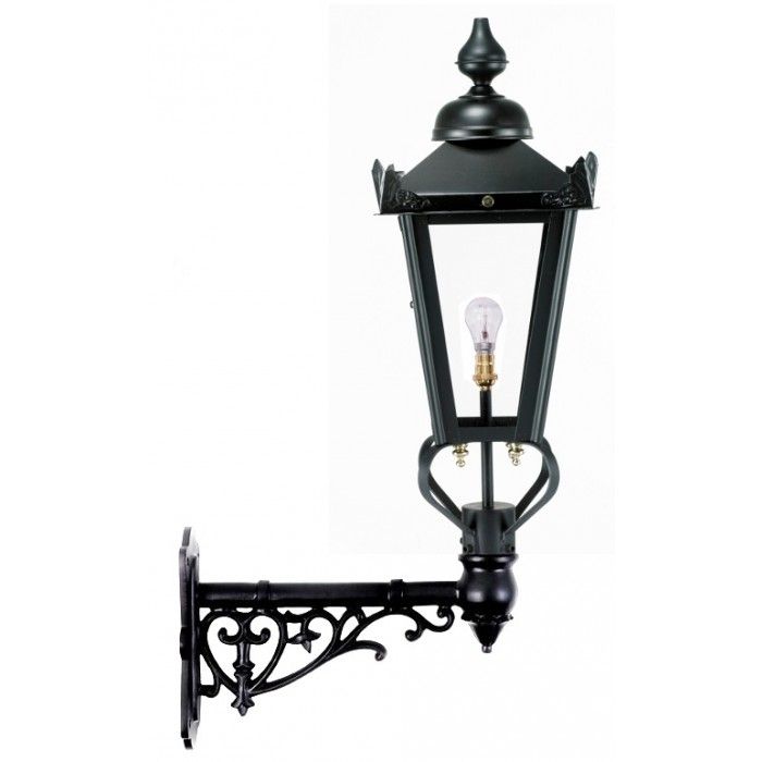 Black Victorian Lantern on an Ornate Wall Bracket
