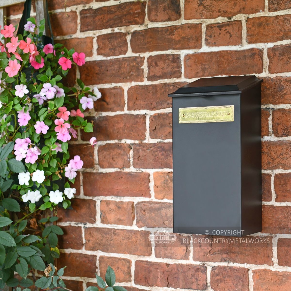 Black Wall Mounted Parcel Box With Lift Up Lid