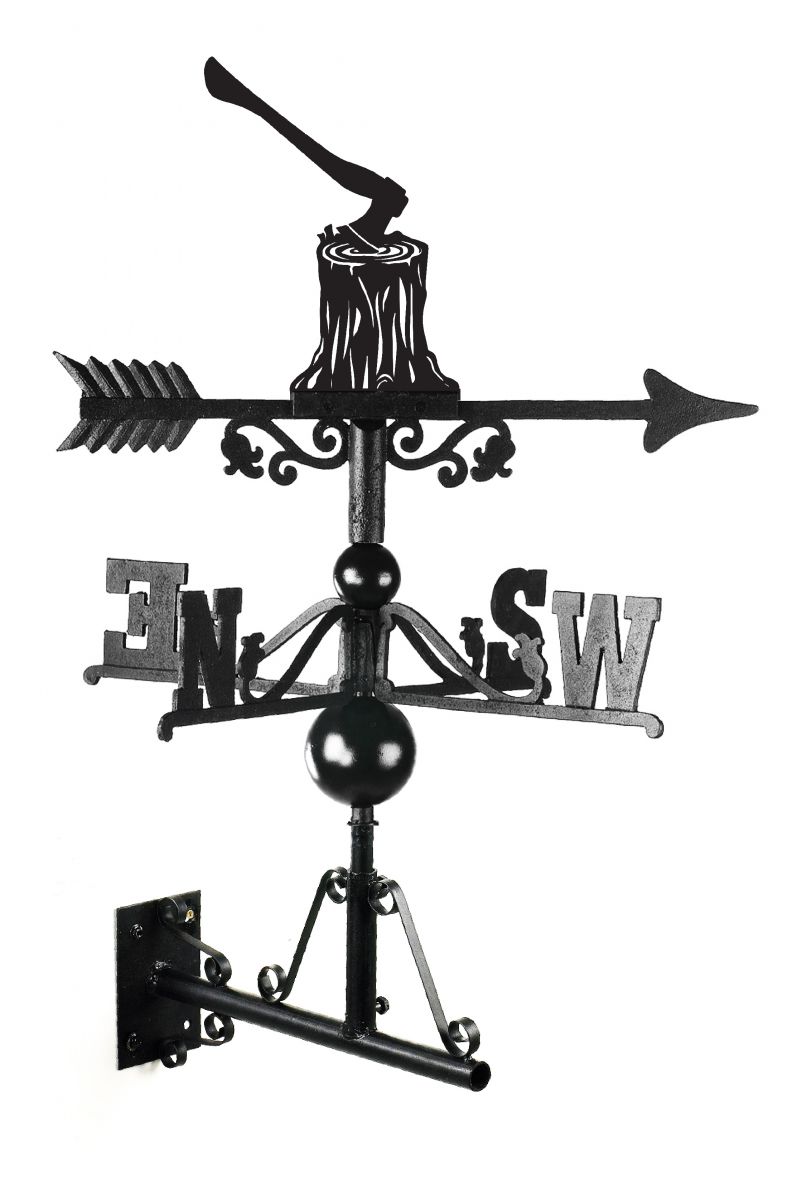 Black Woodcutter Cast Iron Weathervane