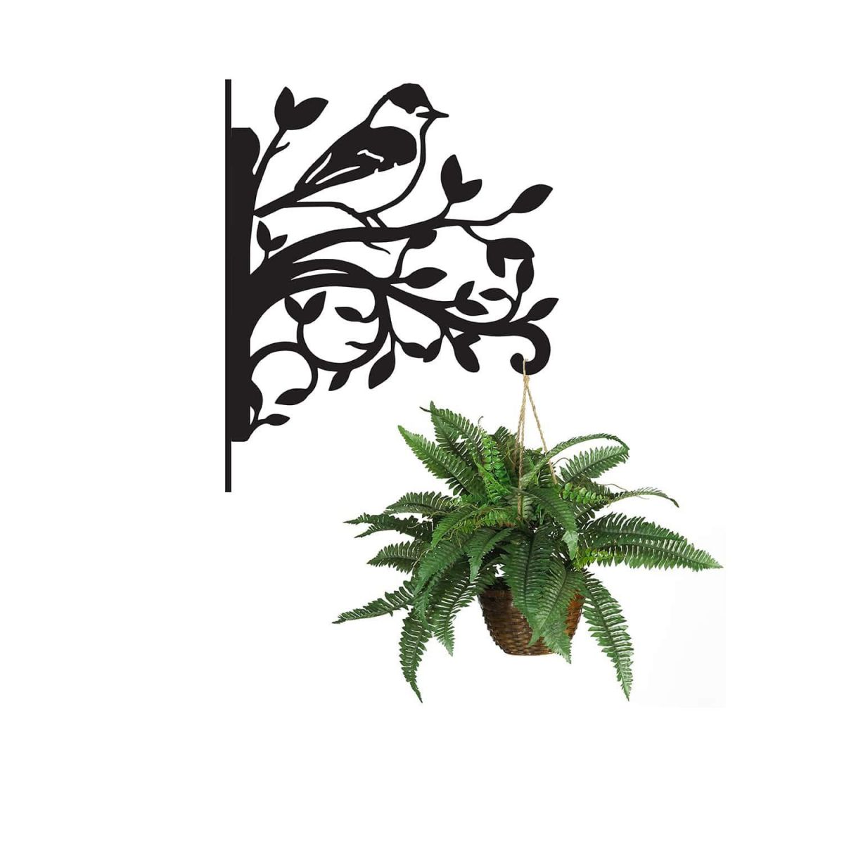 Blackcap on Branches Steel Hanging Basket Bracket with Planter
