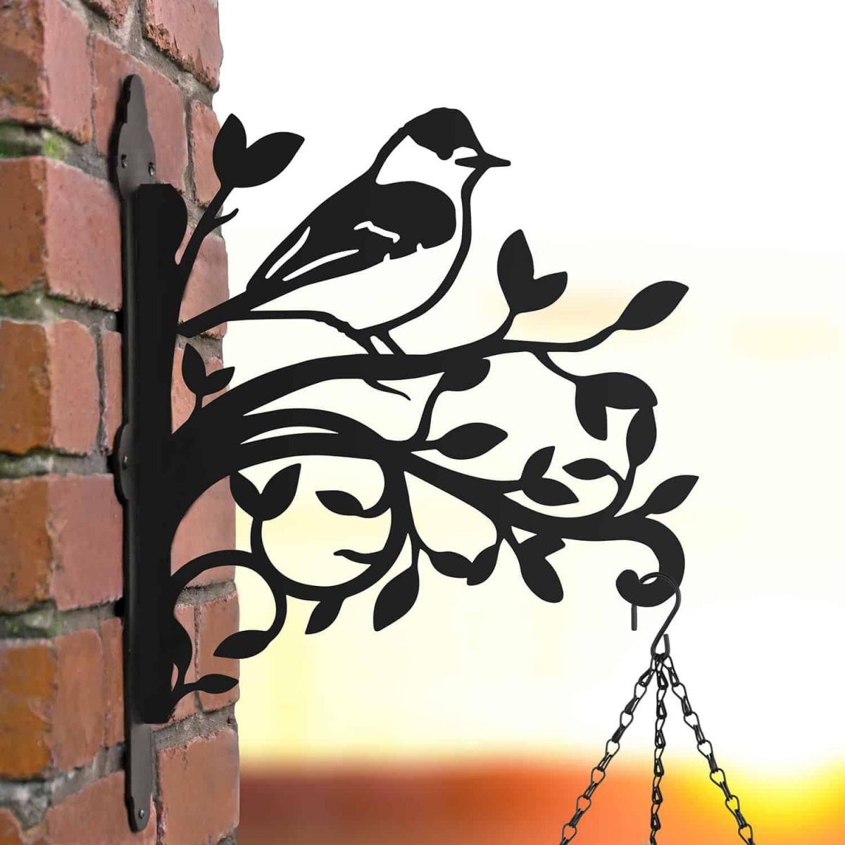 Blackcap on Branches Steel Hanging Basket Bracket