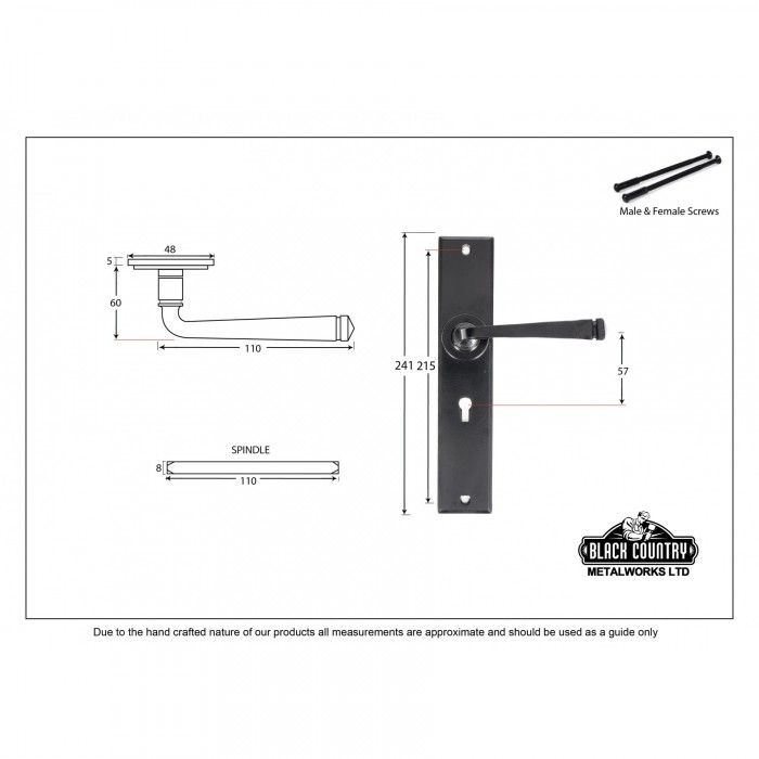 "Blackthorn" Large Lever Lock Set Dimensions "Blackthorn" Large Lever Lock Set Dimensions