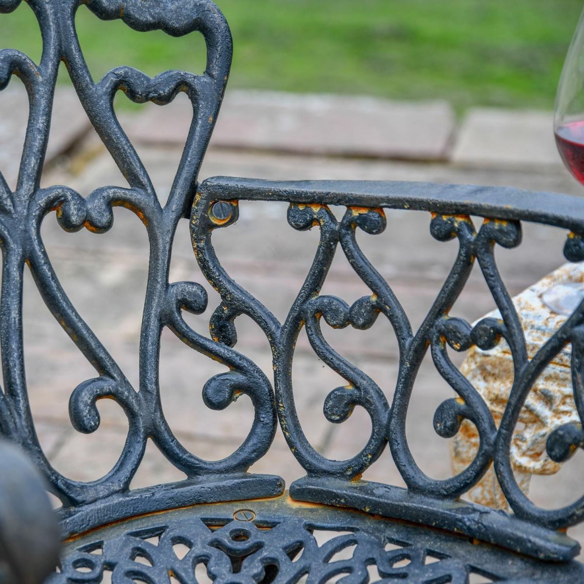 Aged Black Scrolled Heart Garden Chair Aged Black Scrolled Heart Garden Chair