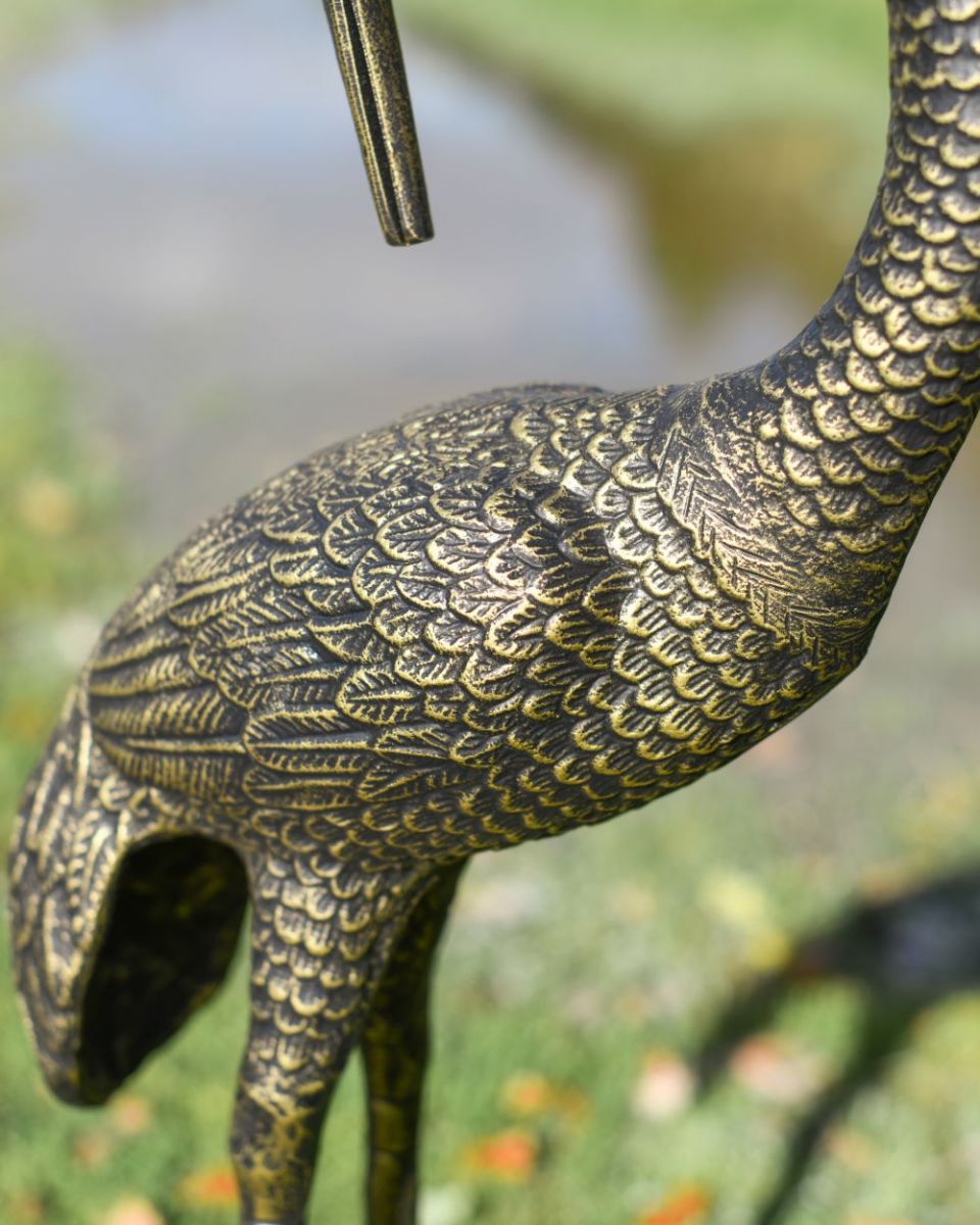 Close up of wing of crane facing back