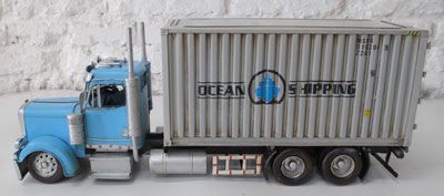 Blue Container Truck Scale Model