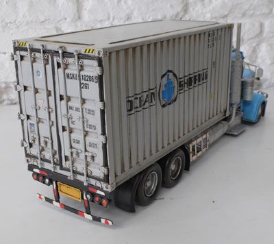 Blue Container Truck Scale Model