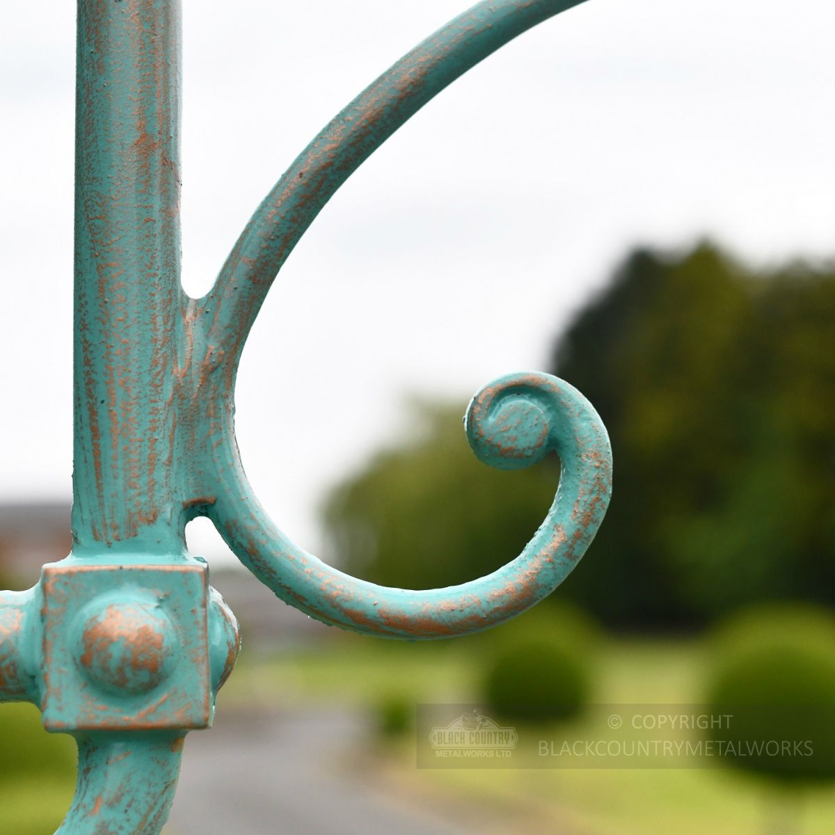 Blue Lamp Post Decorative Scrollwork