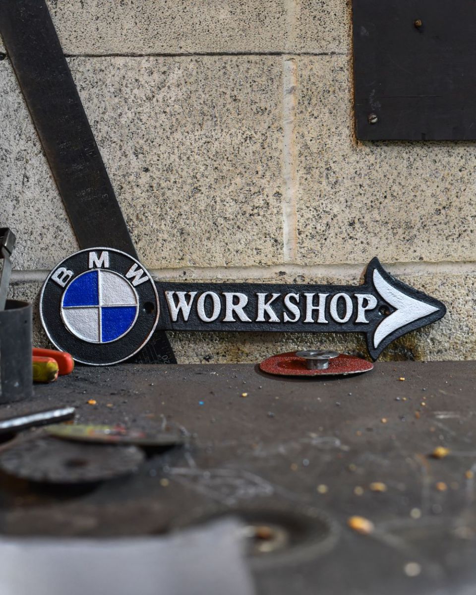 BMW Workshop Vintage Style Cast Iron Sign