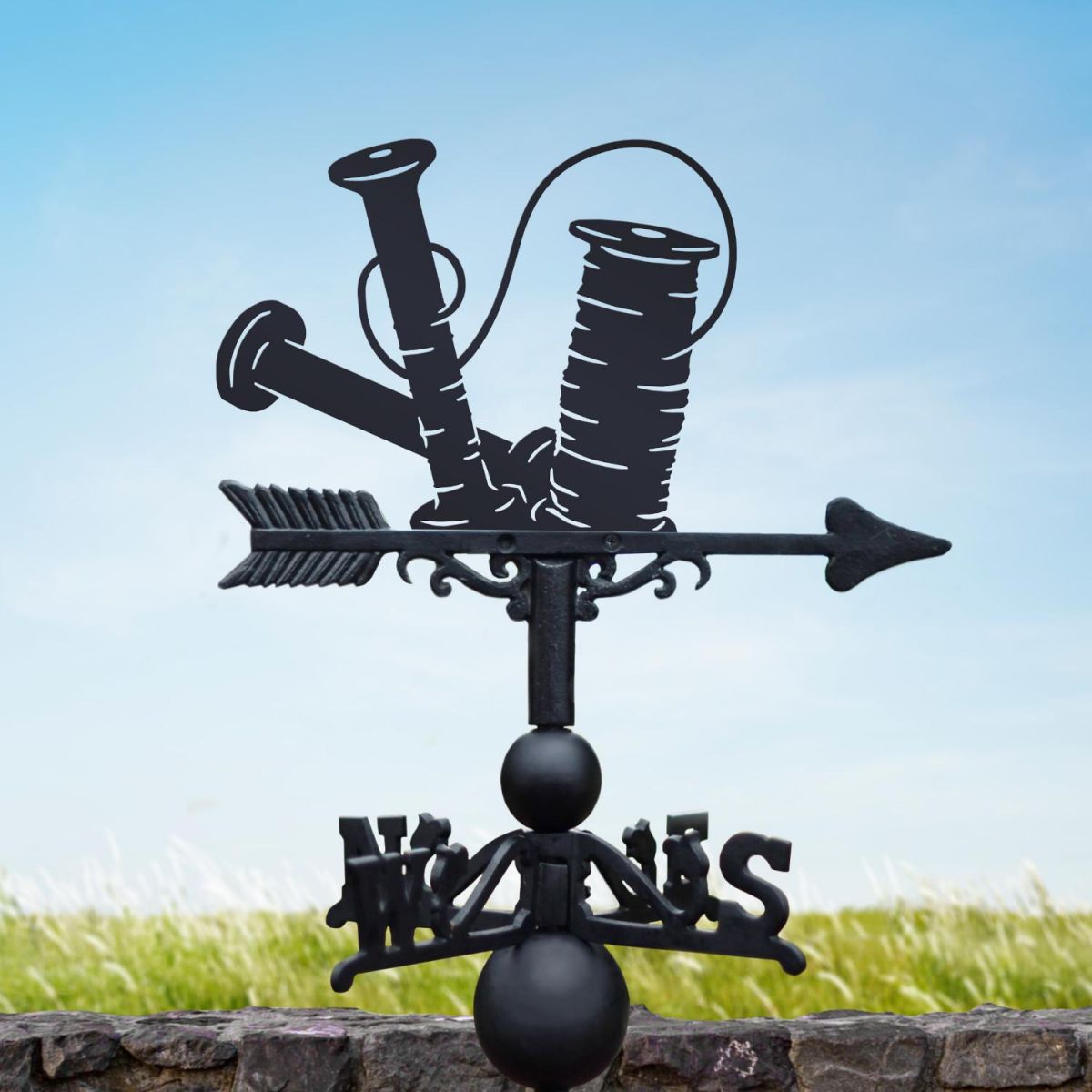 Bobbin & Thread Weathervane in Situ