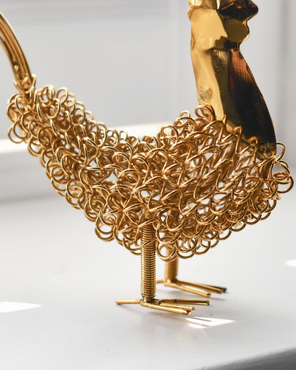 Close up of body detail on recycled cockerel