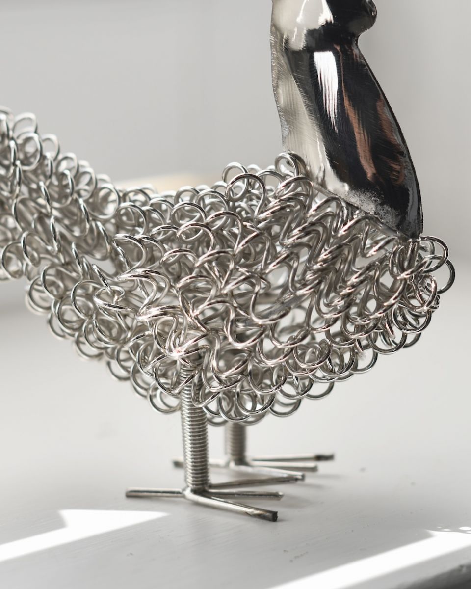 Detailed close up of body on recycled cockerel