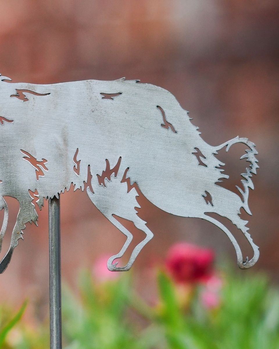 Border Collie Artistic Plant Pot Spike - Set of Two close up of tail