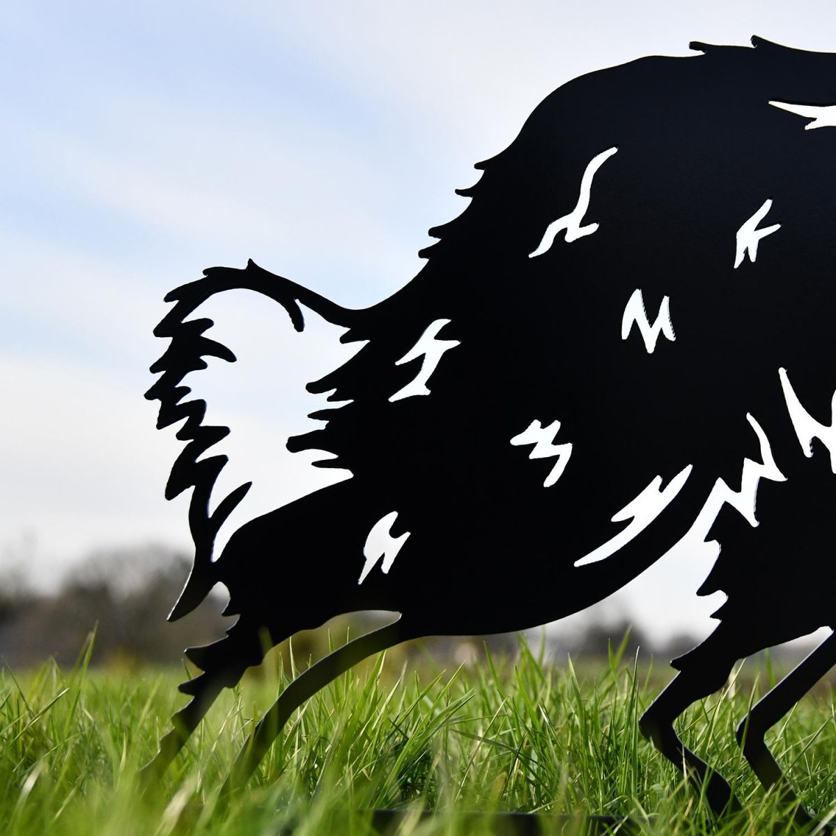 Close-up of the black finish on the Border Collie Sheepdog Silhouette