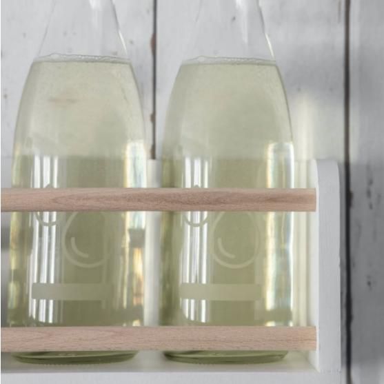 Wooden Wall Shelf & Bottle Holder CloseUp Wooden Wall Shelf & Bottle Holder CloseUp