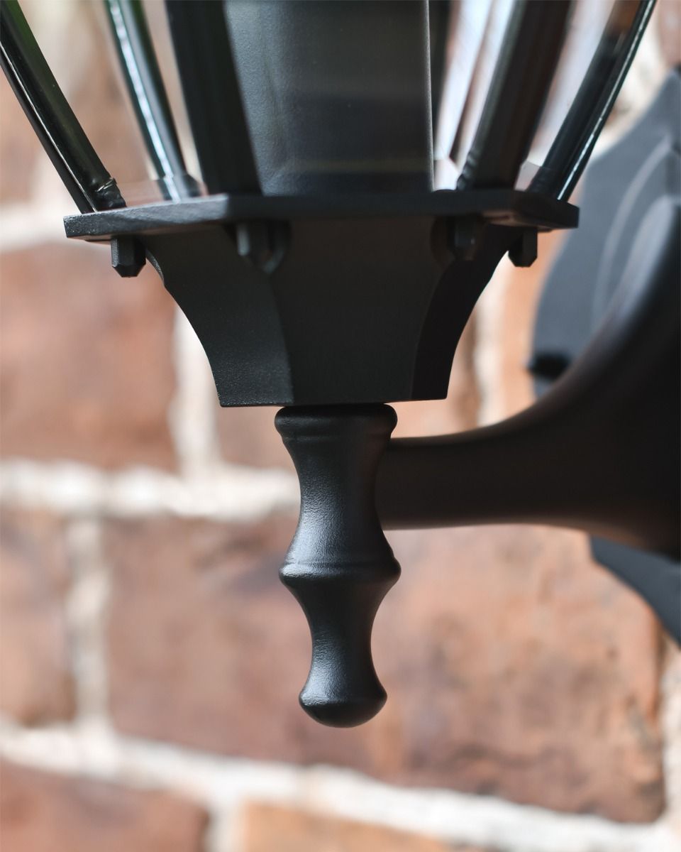 Bottom Fix with Long Finial Black Wall Lantern 