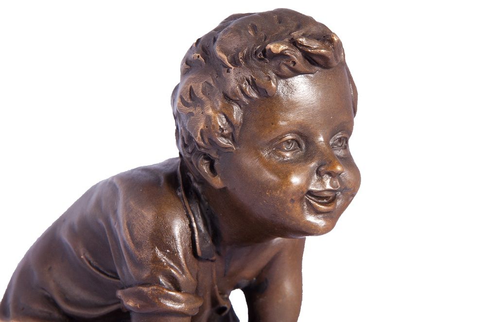 Bronze Boy Crouched on Stool Bronze Boy Crouched on Stool