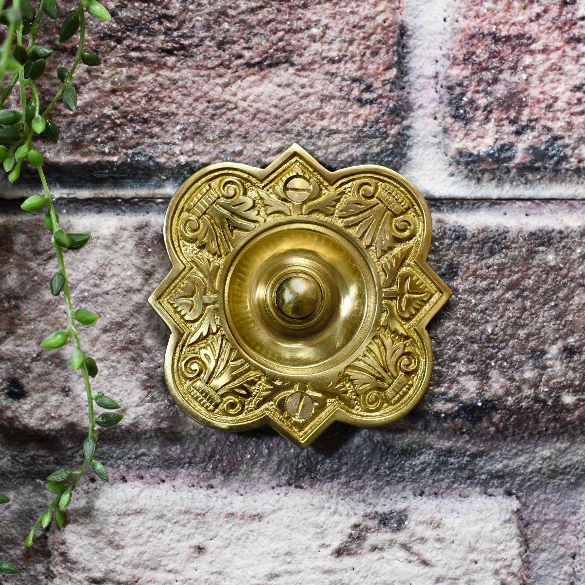 Period solid brass door bell push