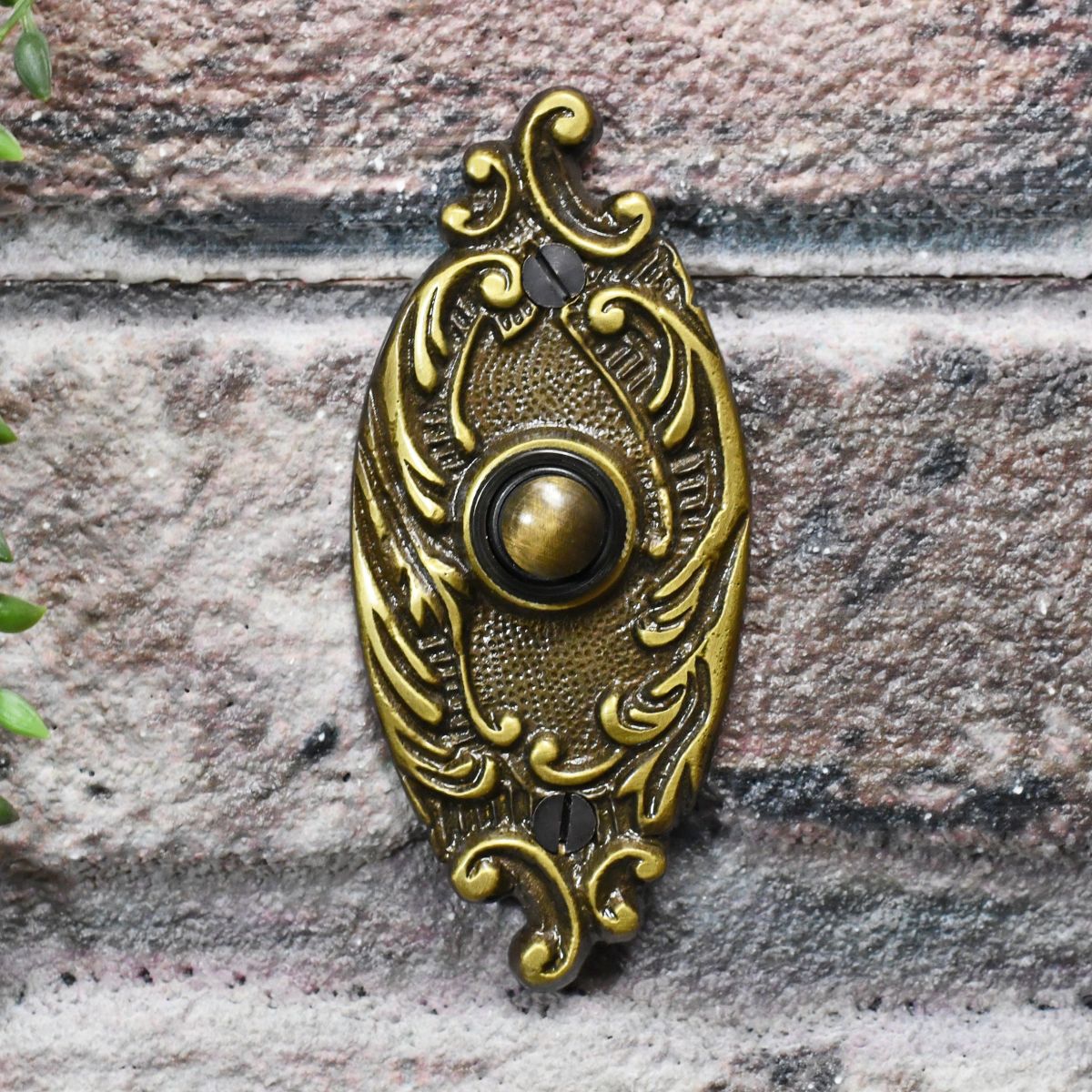Ornate oval door bell Antique Brass Finish