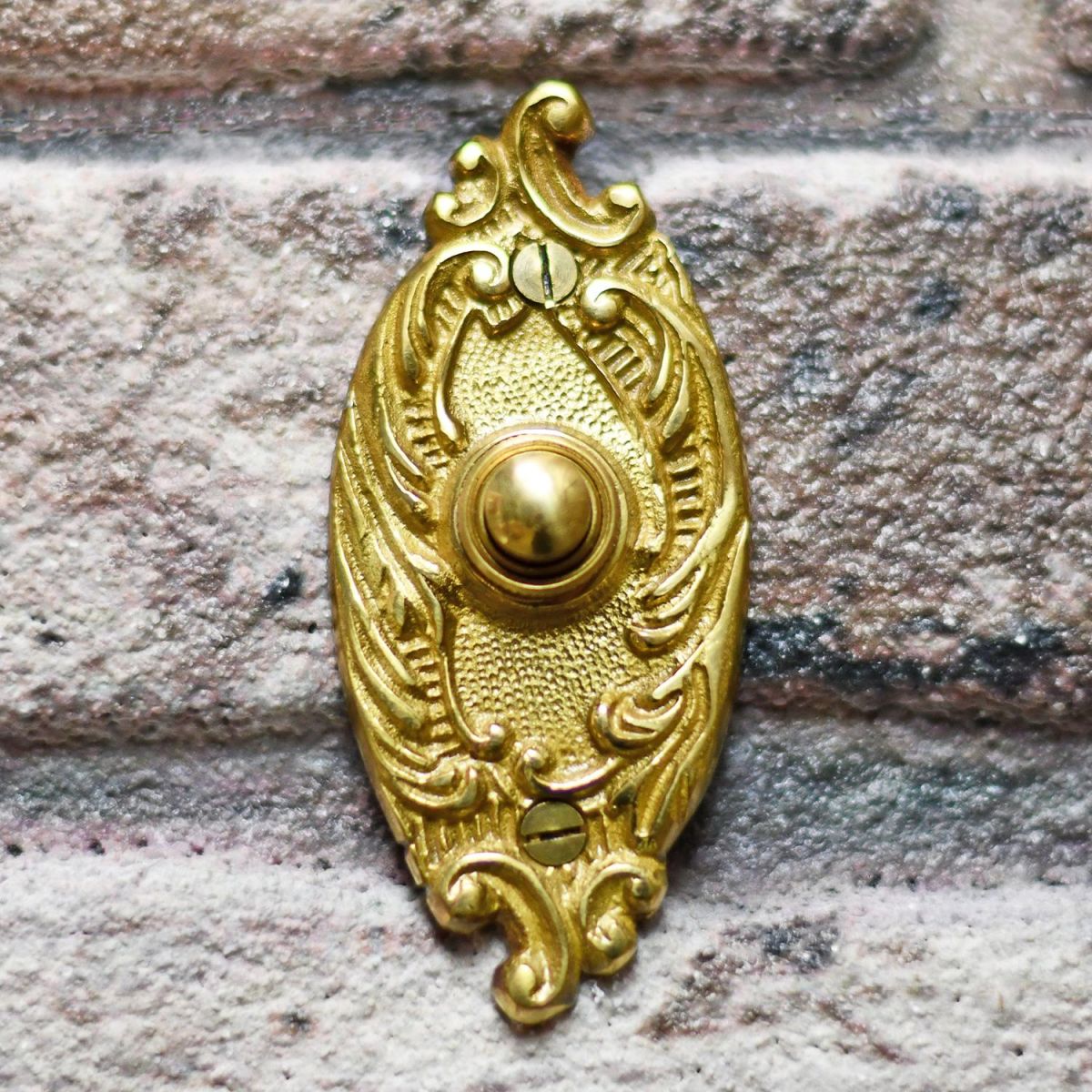 Oval Polished Brass Ornate Bell Push Oval Polished Brass Ornate Bell Push