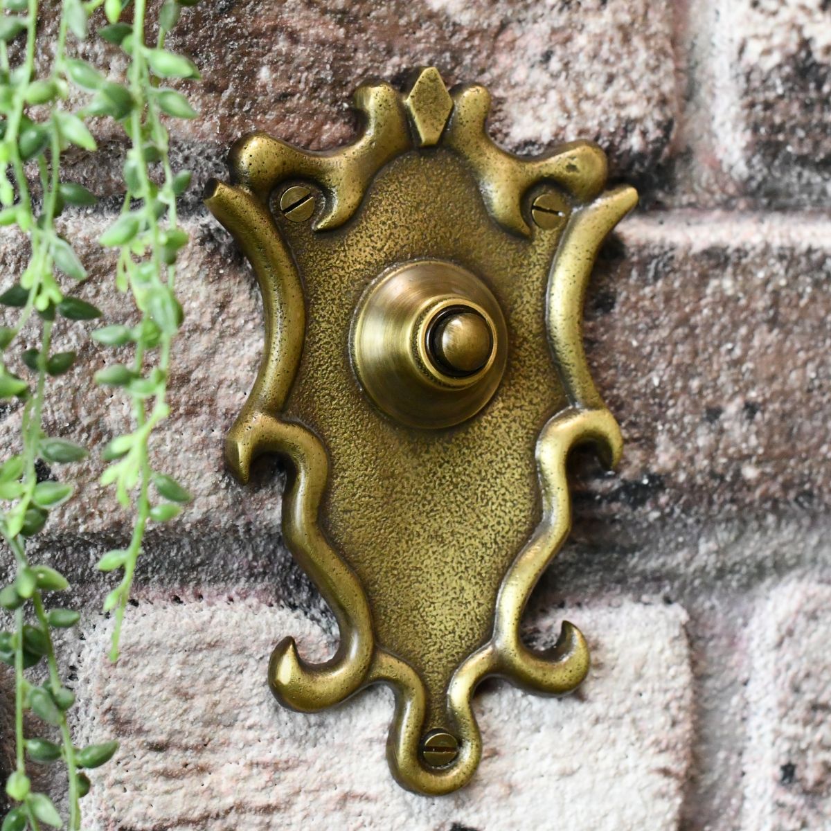 Traditional antique brass bell push