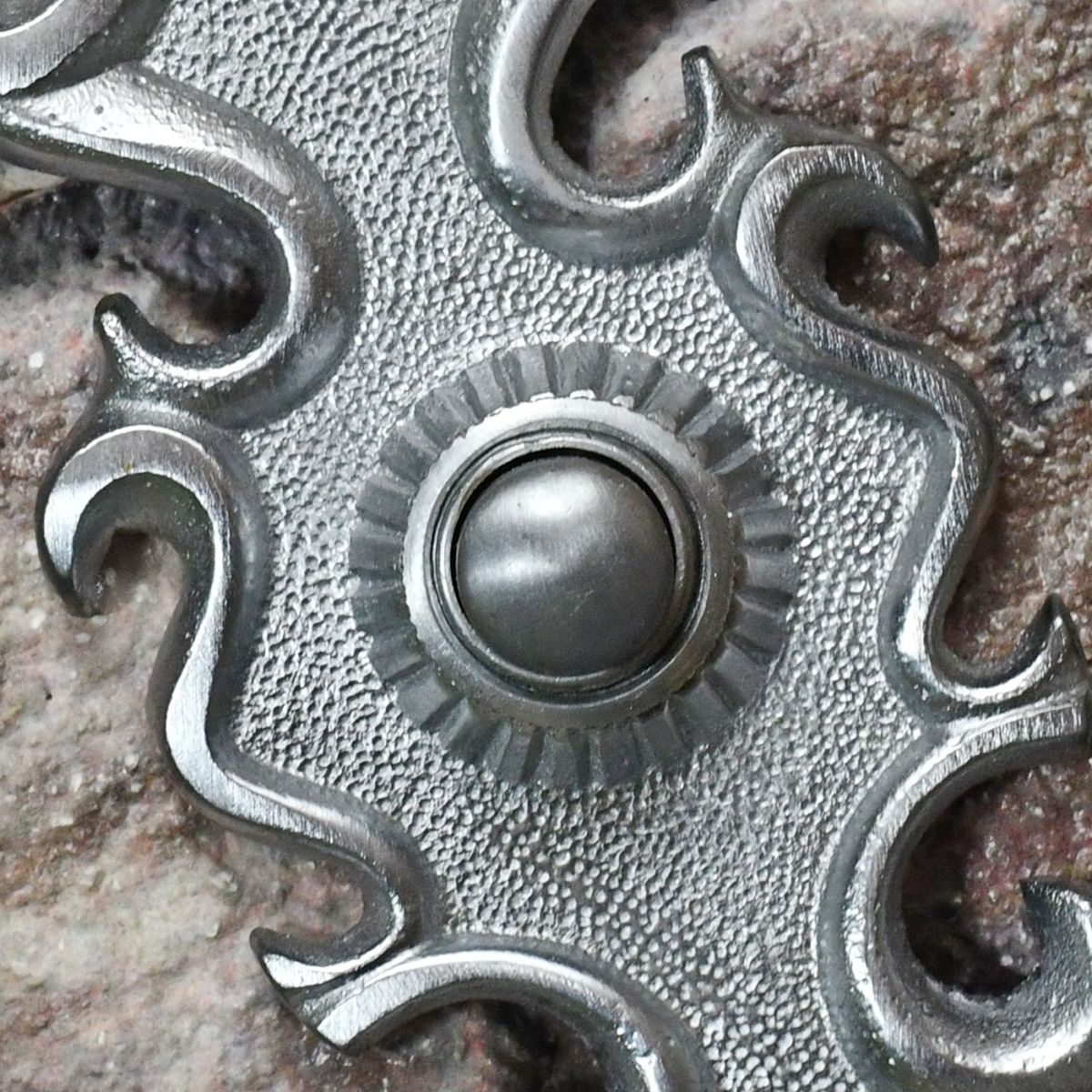 “Carraway Court” Satin Chrome Ornate Bell Push “Carraway Court” Satin Chrome Ornate Bell Push