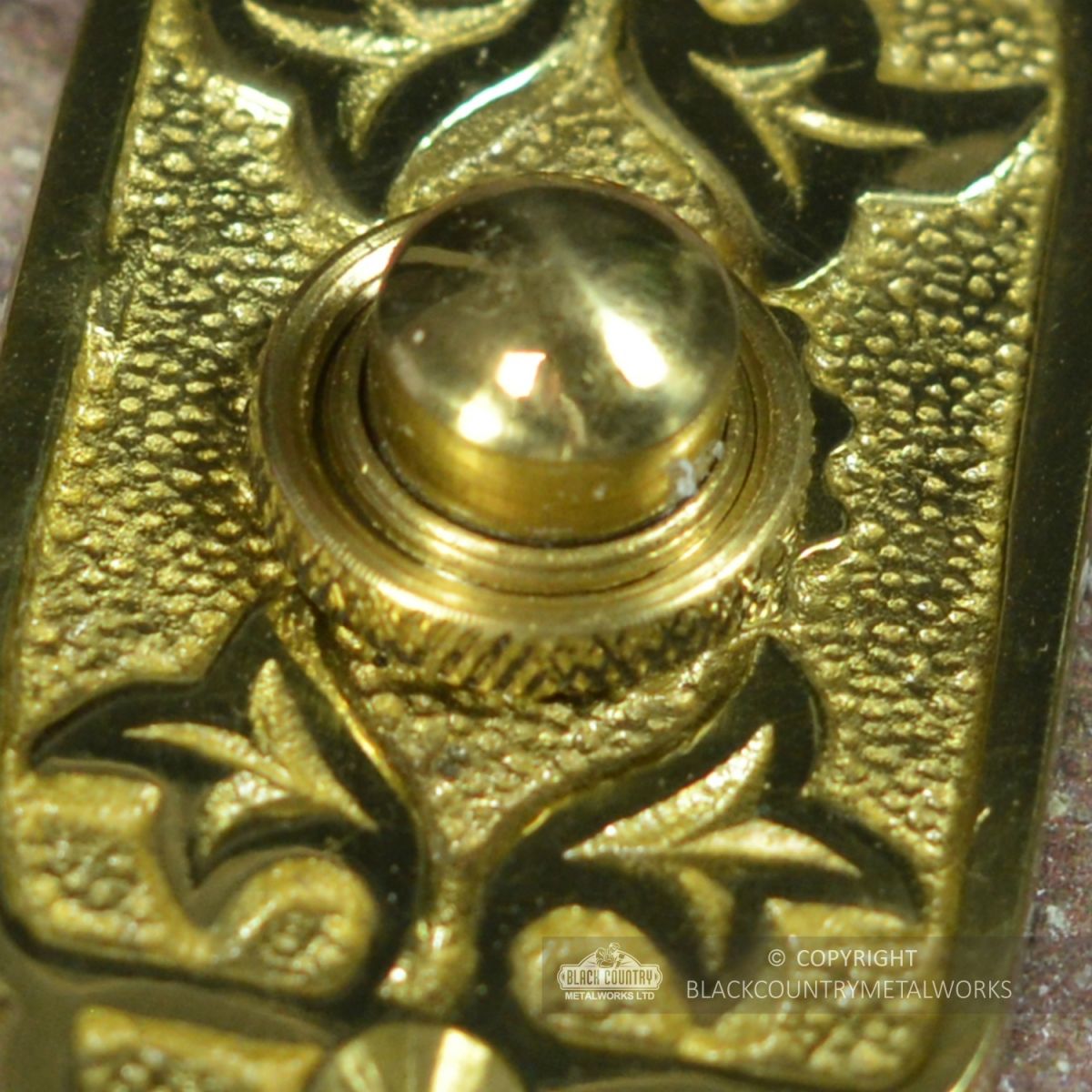 "Adie Amus" Polished Brass Antique Gothic Bell Push  "Adie Amus" Polished Brass Antique Gothic Bell Push