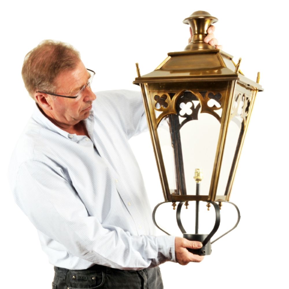 Antique Brass Gothic Lamp Post & Lantern Set 3.25m Antique Brass Gothic Lamp Post & Lantern Set 3.25m
