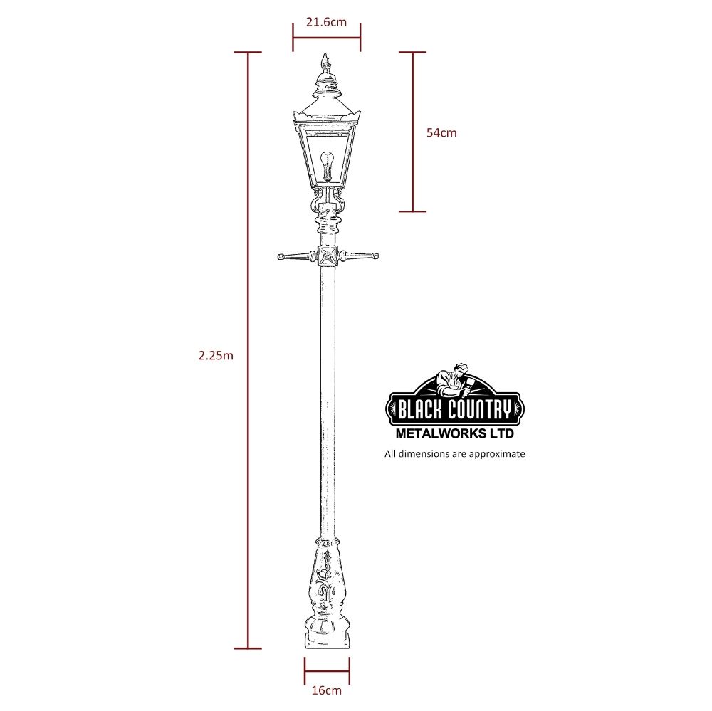 Harrogate Polished Brass Lamp Post Range 2.25m