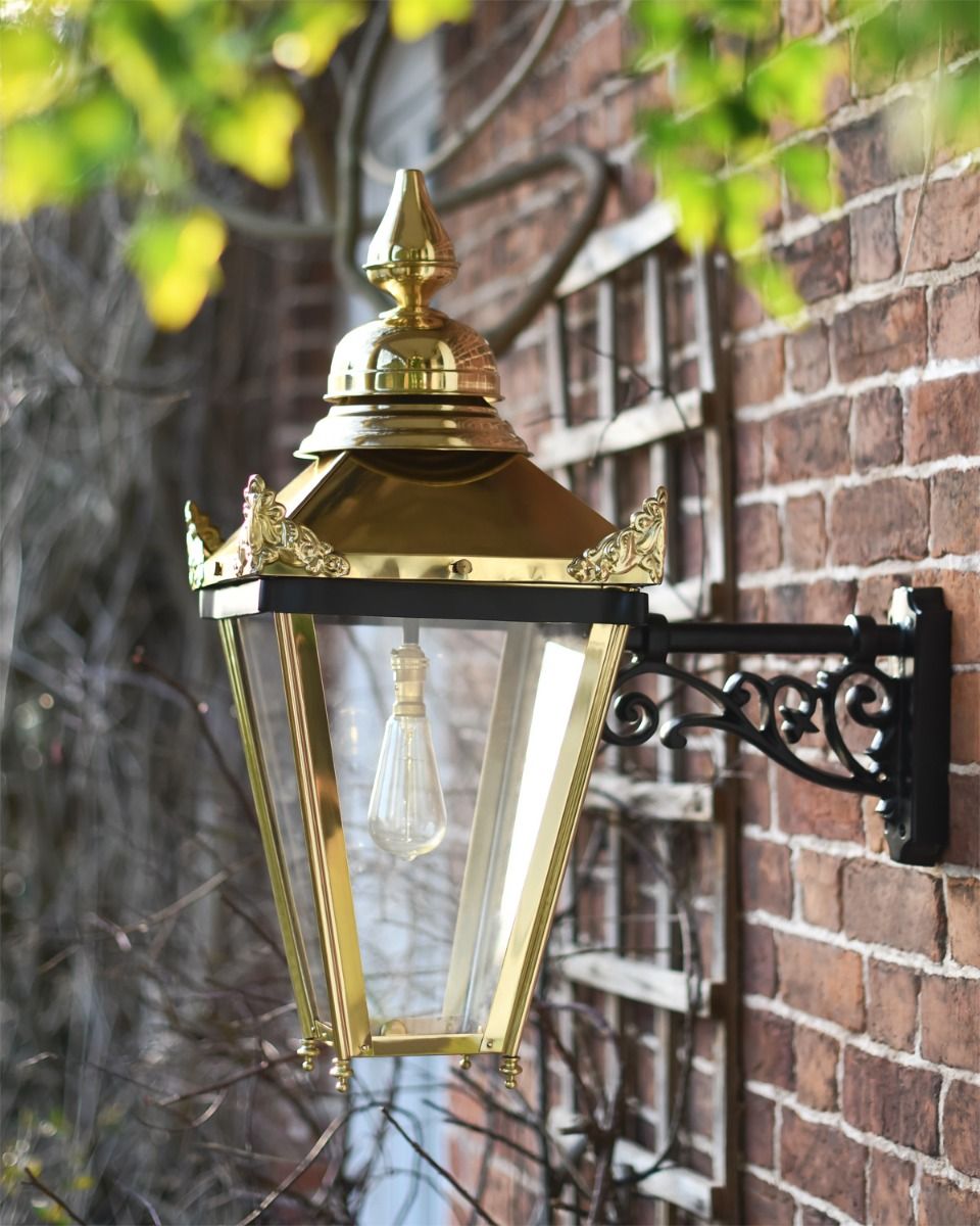 Brass "Sunningdale" Lantern On Ornate Wall Bracket 