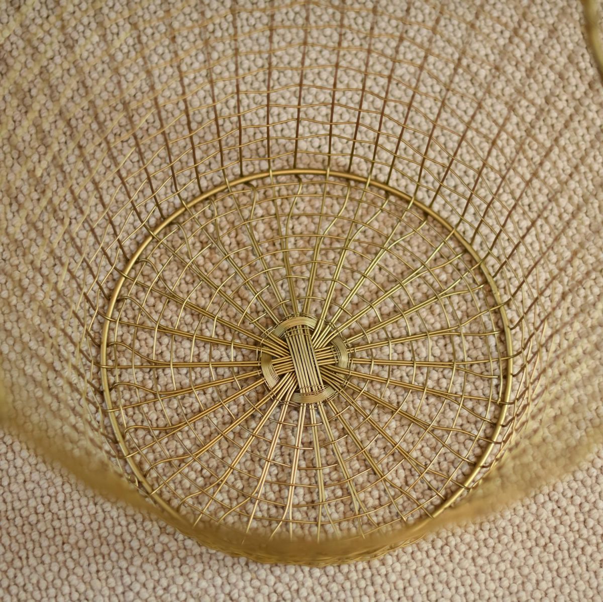Close-up of the Inside of the Brass Plated Wire Log Basket