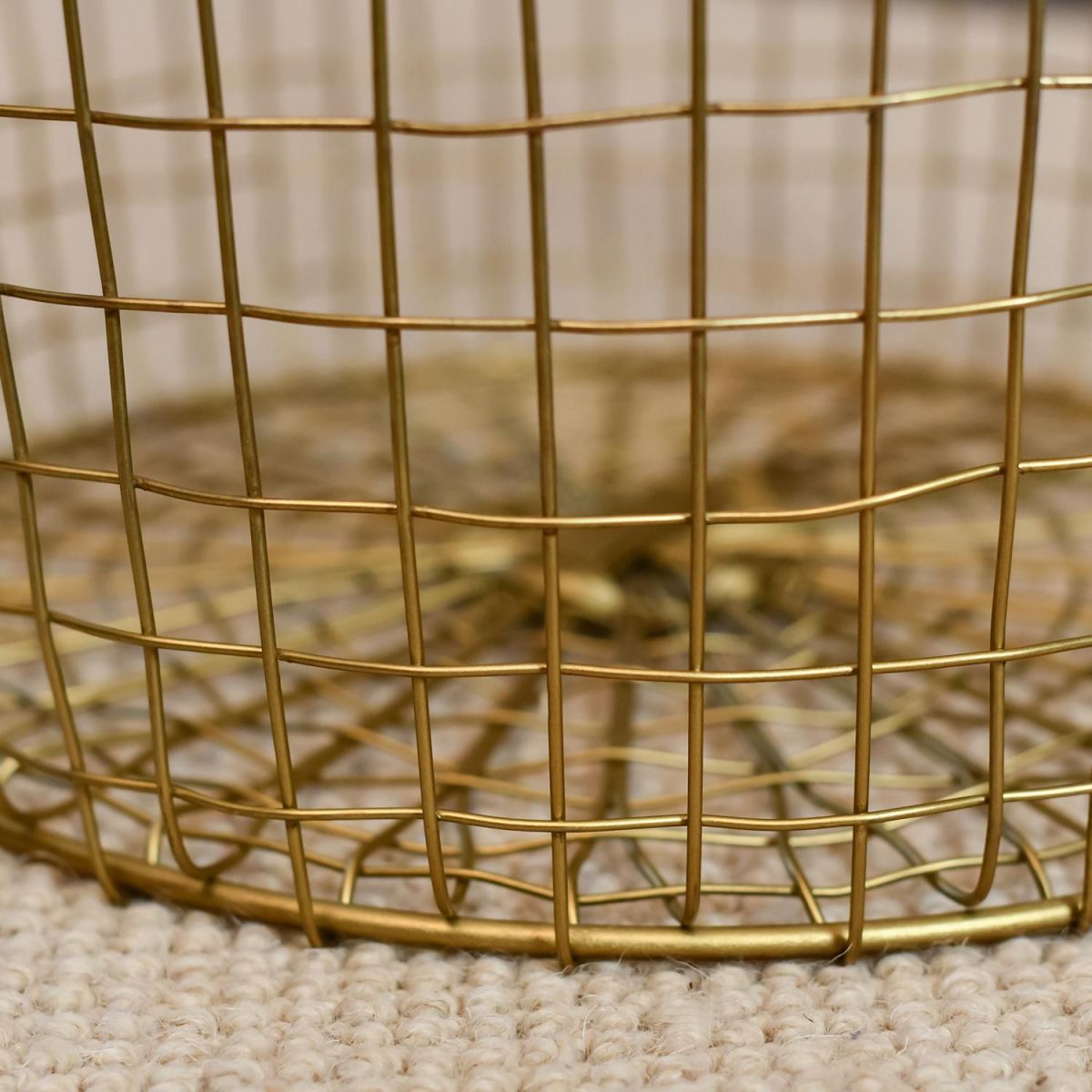 Close-up of the Brass Finish on the Wire Log Basket