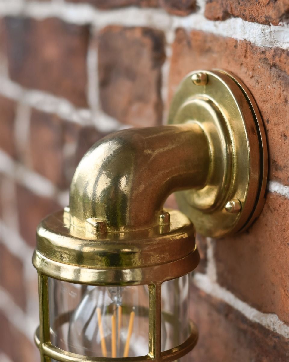 Close up of Brass Wall light in Situ 