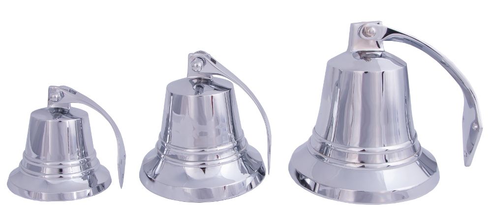  4" Bright Chrome Bell with Rope Lanyard