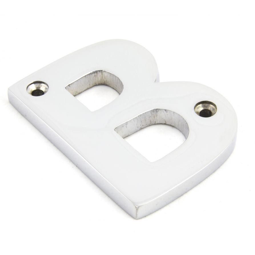Bright Chrome 3 Inch Letter B Screw Fix Letter Bright Chrome 3 Inch Letter B Screw Fix Letter