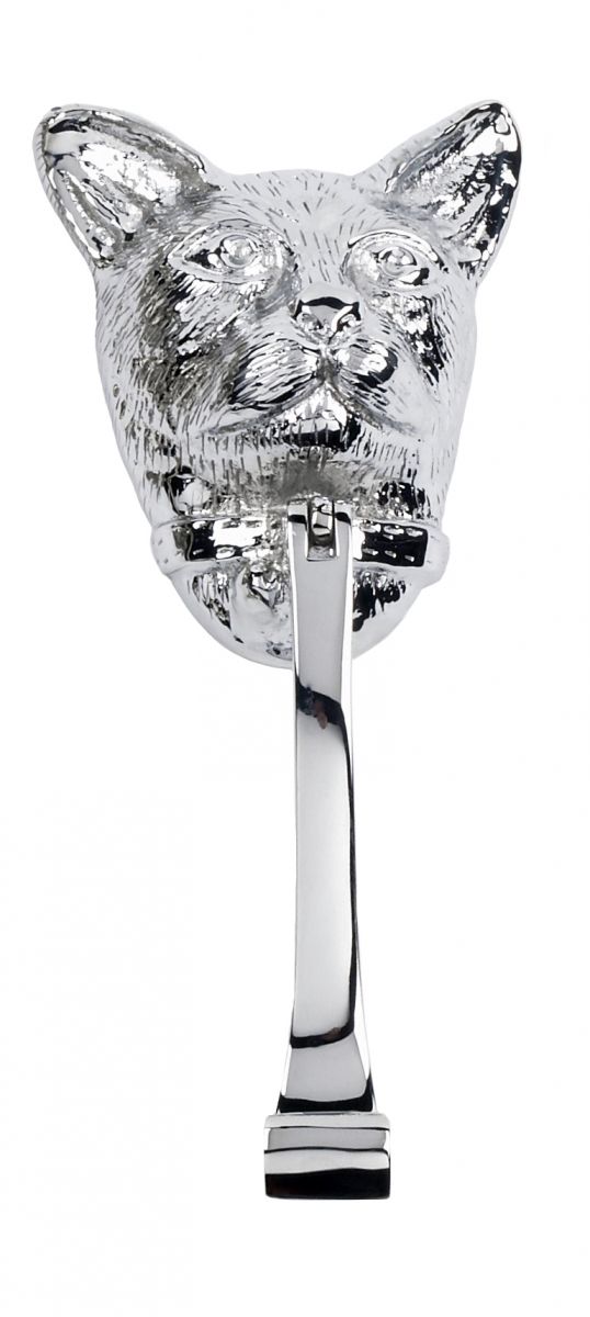 Bright Chrome Cat Head Door Knocker