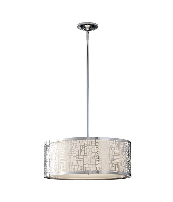 "Charterbury Park" Bright Chrome Ceiling Light With Patterned Shade "Charterbury Park" Bright Chrome Ceiling Light With Patterned Shade