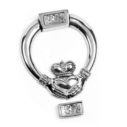 Bright Chrome Heart and Hand Design Door Knocker