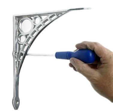 Large Bright Chrome "Iron Bridge" Shelf Bracket 33 x 33cm