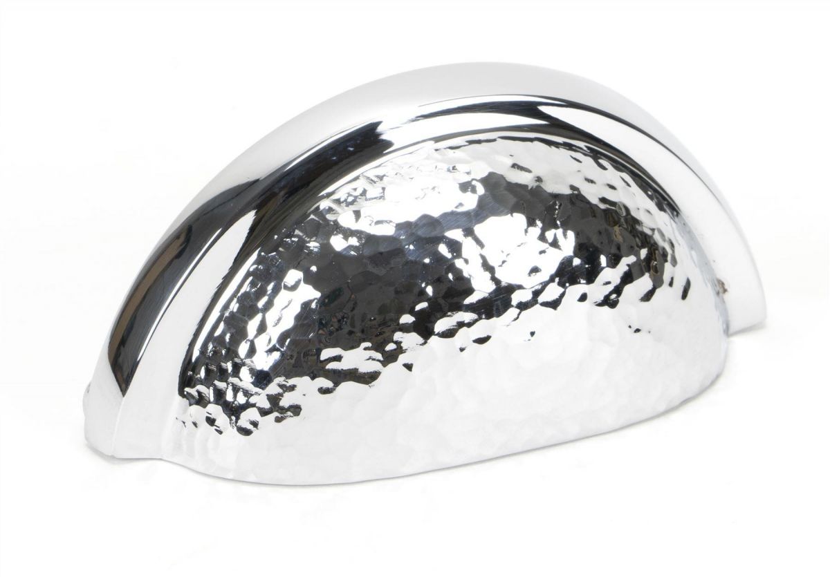 Bright Chrome Curved Drawer Pull with Hammered Handle