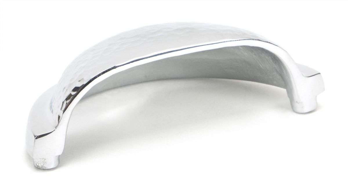 Bright Chrome Curved Drawer Pull with Hammered Handle Interior