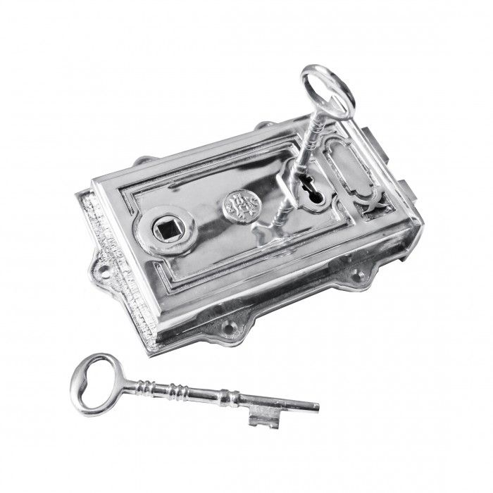 Bright Chrome Ornate Rim Lock