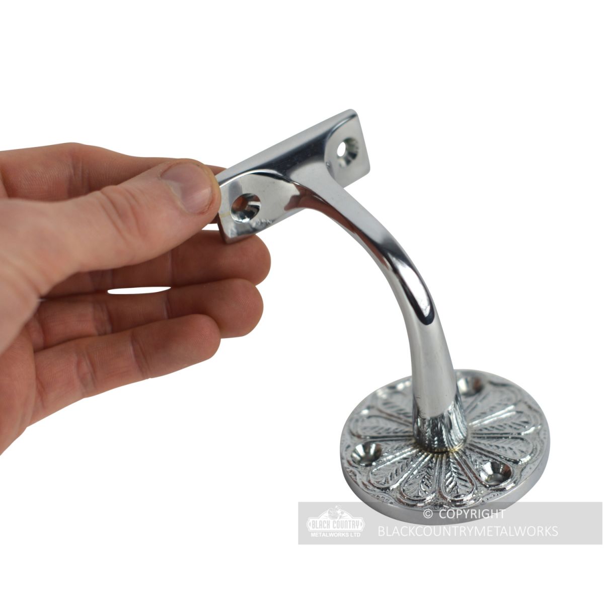 Pack of 4 Ornate Bright Chrome Handrail Bracket