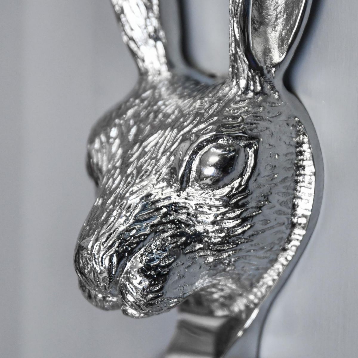 Close-Up of Bright Chrome Rabbit Head